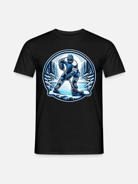 EishockeySpieler Winter - Männer T-Shirt - Schwarz