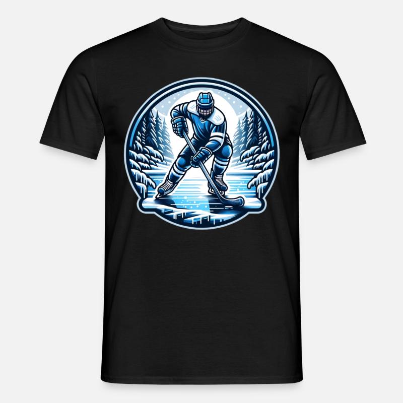 EishockeySpieler Winter - Männer T-Shirt - Schwarz