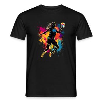 Joueur de volley-ball coloré Joueur de volley-ball - T-shirt homme - noir - Devant - AI Model Male 178 light (178cm)