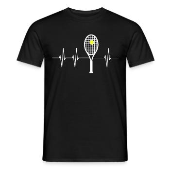 Maillot de battement de coeur de tennis pour joueurs de tennis - T-shirt homme - noir - Devant - AI Model Male 178 light (178cm)