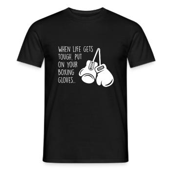 Samba Gloves Boxing Kickboxing - Men's T-Shirt - black - Front - AI Model Male 178 light (178cm)