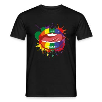 Mund Regenbogen Bunt Homo LGBTQ Zunge Geschenk - Männer T-Shirt - Schwarz - Vorne - AI Model Male 178 light (178cm)