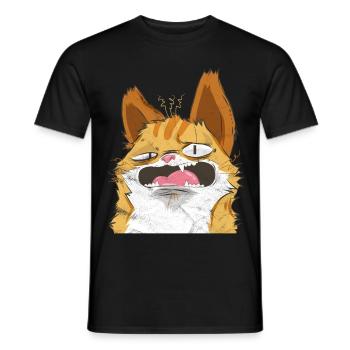 Crazy cat - Men's T-Shirt - black - Front - AI Model Male 178 light (178cm)