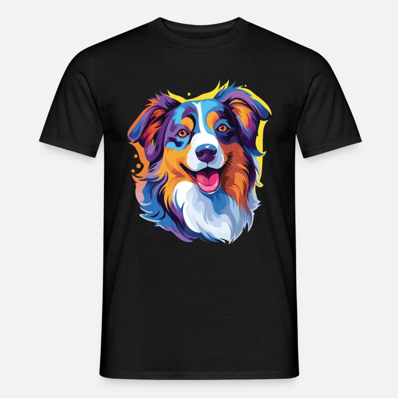 Australian Shepherd Pop Art - Männer T-Shirt - Schwarz