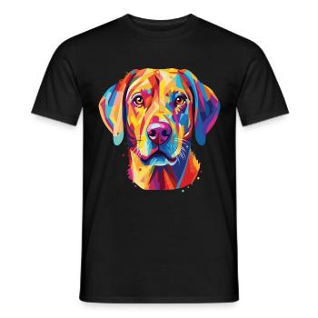 Porträt eines Labrador-Hundes im Pop-Art-Stil - Männer T-Shirt - Schwarz - Vorne - AI Model Male 178 light (178cm)