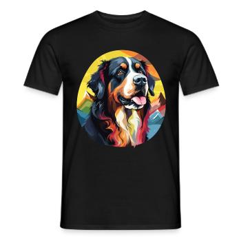 Bernese Mountain Dog pop art - Men's T-Shirt - black - Front - AI Model Male 178 light (178cm)