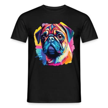 Ein Hundeporträt der Mopsrasse Pop Art - Männer T-Shirt - Schwarz - Vorne - AI Model Male 178 light (178cm)