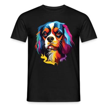 Chien cavalier king charles Spaniel pop art - T-shirt homme - noir - Devant - AI Model Male 178 light (178cm)