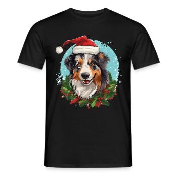 Australian Shepherd in Weihnachtsstimmung - Männer T-Shirt - Schwarz - Vorne - AI Model Male 178 light (178cm)
