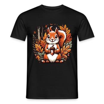 Kawaii-Eichhörnchen in einem Herbstwald - Männer T-Shirt - Schwarz - Vorne - AI Model Male 178 light (178cm)