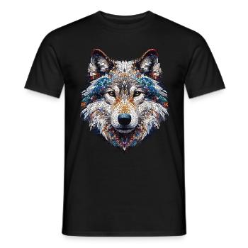 Portrait of a Wolf in Mosaic - Men's T-Shirt - black - Front - AI Model Male 178 light (178cm)