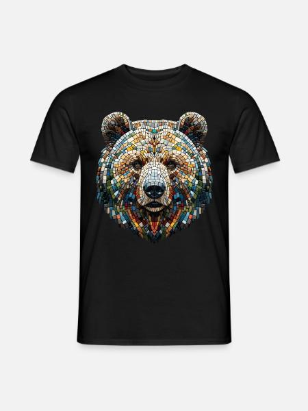 Portrait of a Bear in Colorful Mosaic - Men's T-Shirt - black