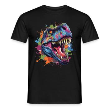 T-Rex Dinosaurier Kopf mit Graffiti-Stil - Männer T-Shirt - Schwarz - Vorne - AI Model Male 178 light (178cm)