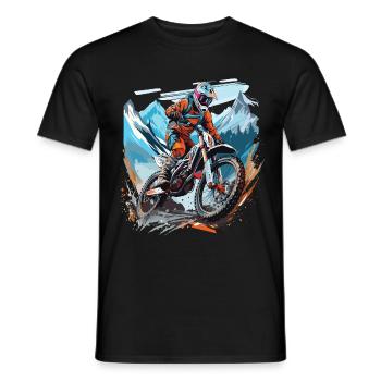 Motocross avec un décor de montagnes - T-shirt homme - noir - Devant - AI Model Male 178 light (178cm)