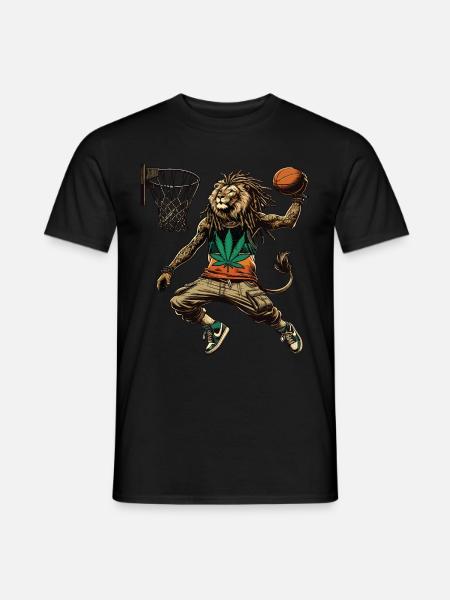 A Rasta lion dunking basketball - Men's T-Shirt - black