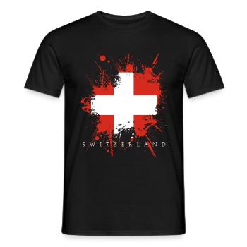 Switzerland Switzerland flag flag country Europe Bern - Men's T-Shirt - black - Front - AI Model Male 178 light (178cm)