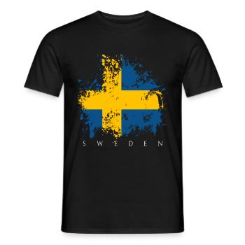 Drapeau de la Suède Tshirt Stockholm Europe - T-shirt homme - noir - Devant - AI Model Male 178 light (178cm)
