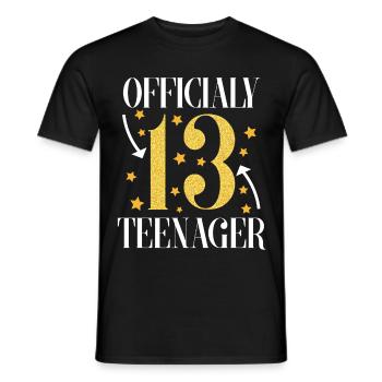 Teenage 13 birthday, girl boy - Men's T-Shirt - black - Front - AI Model Male 178 light (178cm)