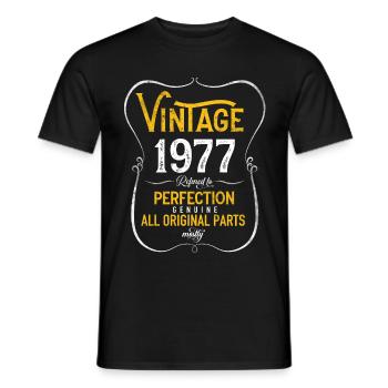 Anniversaire 46 Anniversaire né en 1977 - T-shirt homme - noir - Devant - AI Model Male 178 light (178cm)
