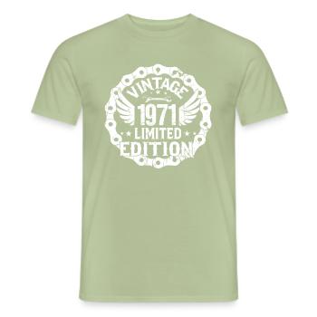 52nd birthday 1971 Biker motorcyclist 52 - Men's T-Shirt - sage - Front - AI Model Male 178 light (178cm)