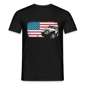 Jeep Auto Cross Country Vehicle USA America Flag Gift - Men's T-Shirt - black - Front - AI Model Male 178 light (178cm)