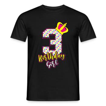 3e anniversaire enfants couronne fille - T-shirt homme - noir - Devant - AI Model Male 178 light (178cm)