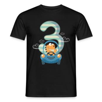 3ème cadeau d'anniversaire dinosaure dinosaure garçon - T-shirt homme - noir - Devant - AI Model Male 178 light (178cm)