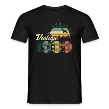 Vintage 1989 Birthday Retro Vintage 89 Gift - Men's T-Shirt - black - Front - AI Model Male 178 light (178cm)