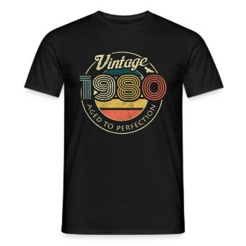 Vintage 1980 Geburtstag Retro Jahrgang 80 Geschenk - Männer T-Shirt - Schwarz - Vorne - AI Model Male 178 light (178cm)