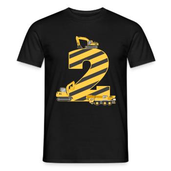 2ème anniversaire cadeau d'anniversaire pour enfants d'excavatrice - T-shirt homme - noir - Devant - AI Model Male 178 light (178cm)