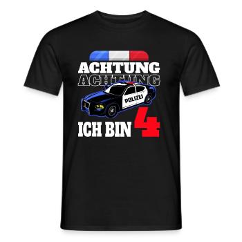 4ème anniversaire cadeau de garçon de voiture de police de police - T-shirt homme - noir - Devant - AI Model Male 178 light (178cm)