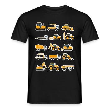 Baustelle Baufahrzeuge Sammlung Bagger Geschenk - Männer T-Shirt - Schwarz - Vorne - AI Model Male 178 light (178cm)