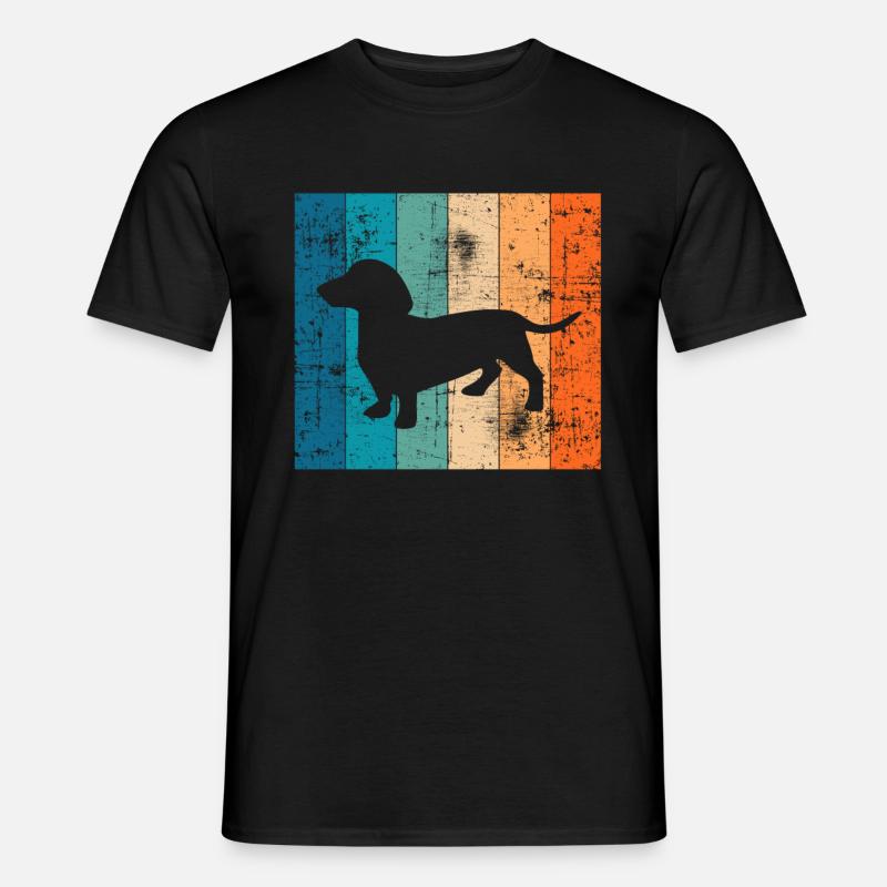 Teckel Dackel Retro Dachshund Welpe Geschenkidee - Männer T-Shirt - Schwarz