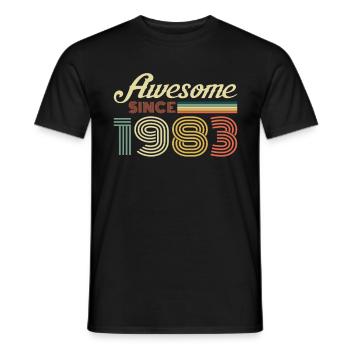Superbe cadeau vintage rétro anniversaire 1983 - T-shirt homme - noir - Devant - AI Model Male 178 light (178cm)