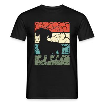 Teckel Chien Amant Chien Teckel Rétro Cadeau - T-shirt homme - noir - Devant - AI Model Male 178 light (178cm)