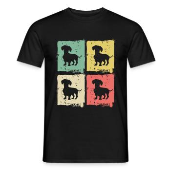 Teckel Chien Amant Chien Teckel Rétro Cadeau - T-shirt homme - noir - Devant - AI Model Male 178 light (178cm)