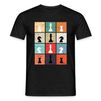 Chess chess board king queen knight gift - Men's T-Shirt - black - Front - AI Model Male 178 light (178cm)