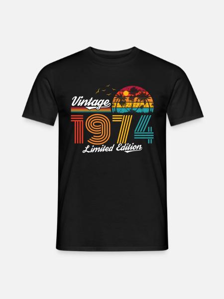 Vintage 1974 74 Geburtstag Retro Jahrgang Geschenk - Männer T-Shirt - Schwarz