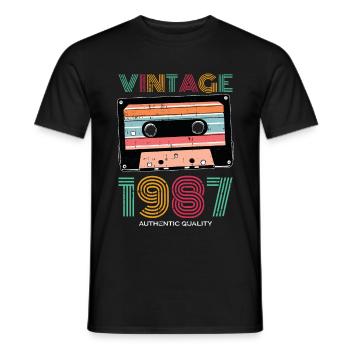 Vintage 1987 87 Birthday Retro Vintage Gift - Men's T-Shirt - black - Front - AI Model Male 178 light (178cm)