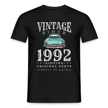 Vintage 1992 92 Birthday Retro Vintage Gift - Men's T-Shirt - black - Front - AI Model Male 178 light (178cm)