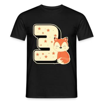 3ème anniversaire année Trois renard jeune enfant cadeau - T-shirt homme - noir - Devant - AI Model Male 178 light (178cm)