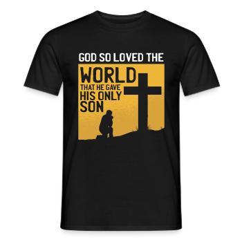 God Cross Faith Bible Verse Saying Gift - Men's T-Shirt - black - Front - AI Model Male 178 light (178cm)