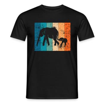 Elefant Elefanten Tier Afrika Retro Geschenk - Männer T-Shirt - Schwarz - Vorne - AI Model Male 178 light (178cm)