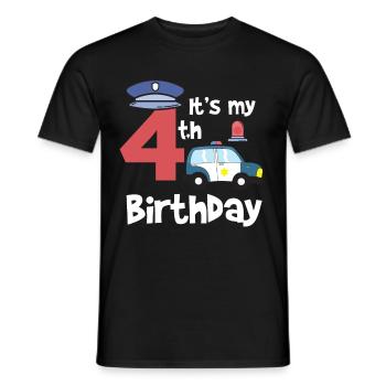 Police 4ème anniversaire année jeune enfant cadeau - T-shirt homme - noir - Devant - AI Model Male 178 light (178cm)