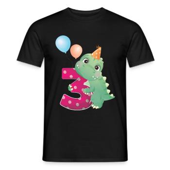 3 anniversaire des dinosaures année Trois Dino cadeau - T-shirt homme - noir - Devant - AI Model Male 178 light (178cm)