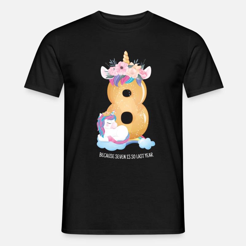 8. Geburtstag Einhorn Mädchen Spruch Geschenk - Männer T-Shirt - Schwarz