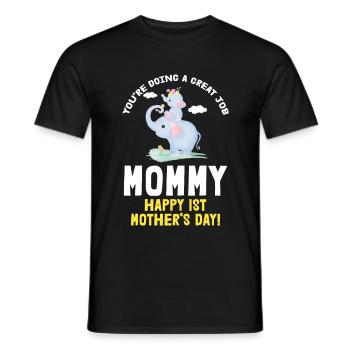 Fête des mères Maman Maman Mummy Premier éléphant Cadeau - T-shirt homme - noir - Devant - AI Model Male 178 light (178cm)