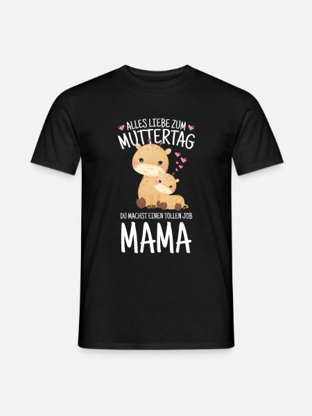 Muttertag Mutter Mummy Erster Giraffe Geschenk - Männer T-Shirt - Schwarz