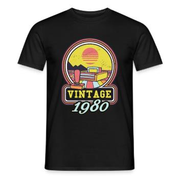 Vintage 1980's 80th Birthday Retro Vintage Gift - Men's T-Shirt - black - Front - AI Model Male 178 light (178cm)