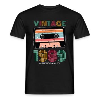Vintage 1989 89 Birthday Retro Vintage Gift - Men's T-Shirt - black - Front - AI Model Male 178 light (178cm)